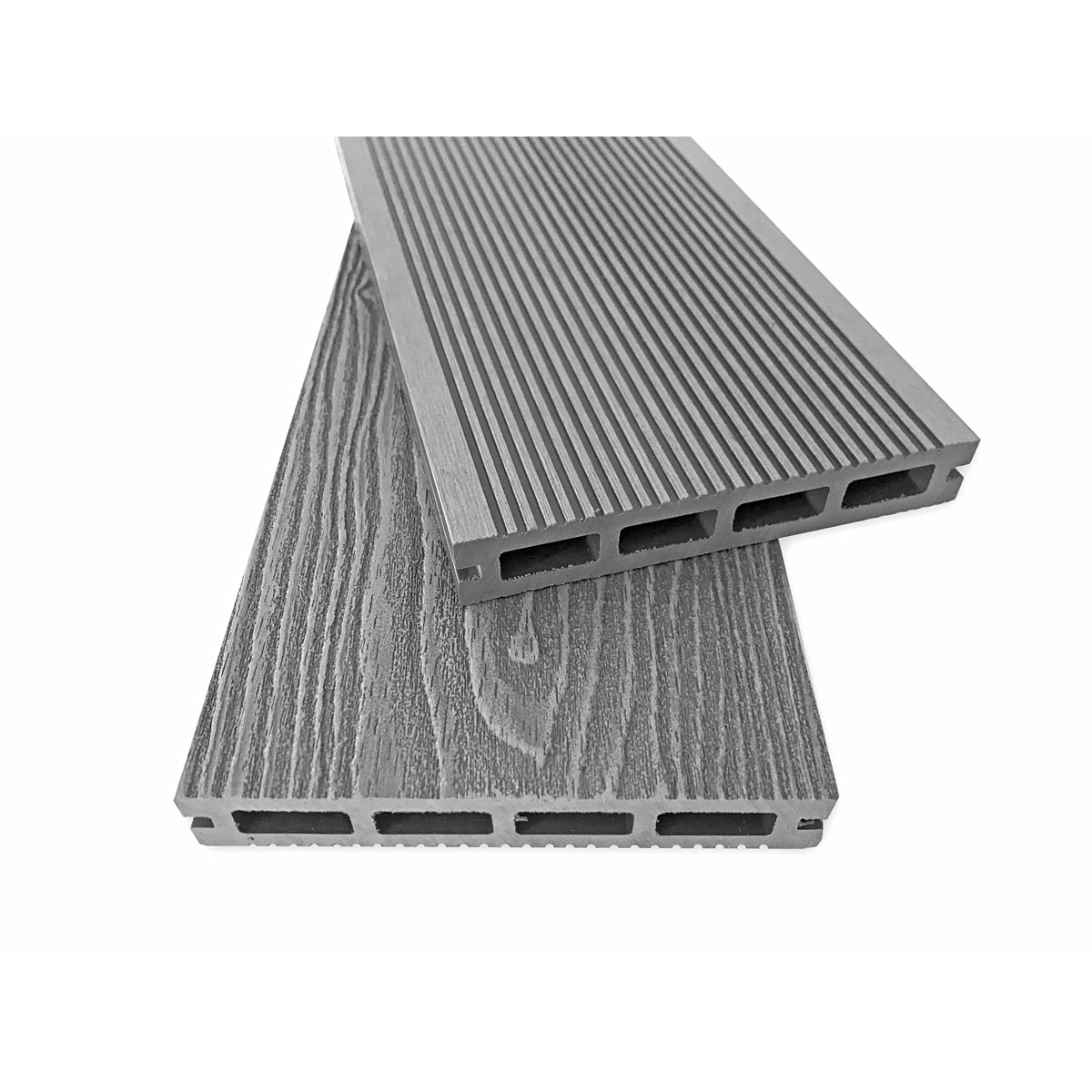 Hartmann WPC-Terrassendiele grau geriffelt 200 x 14,5 x 2,3 cm | hellgrau | WPC | 119523