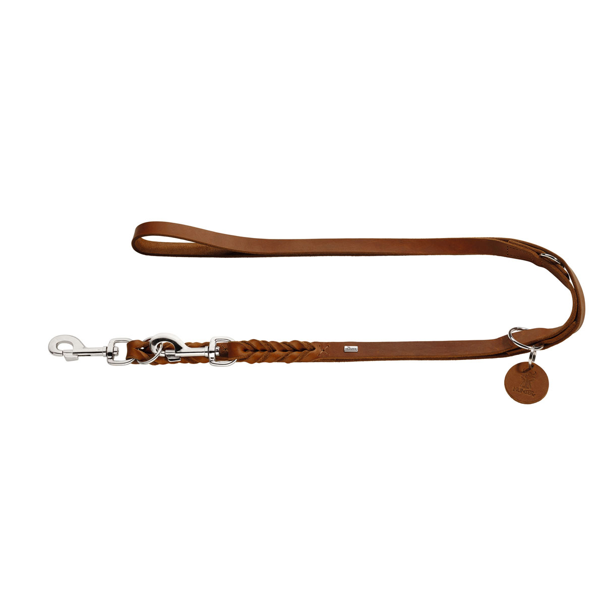 Hunter  Verstellbare Führleine Solid Education cognac 13 mm/250 cm | 524557