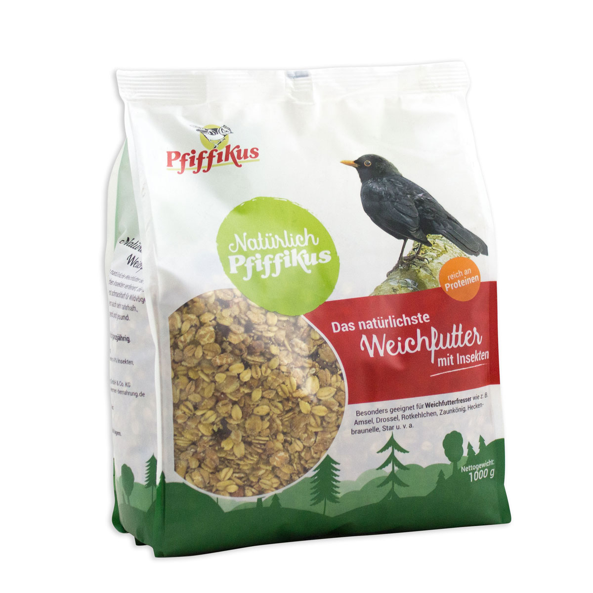 Pfiffikus  Natürlich Weichfutter 1 kg mit Insekten | 537629
