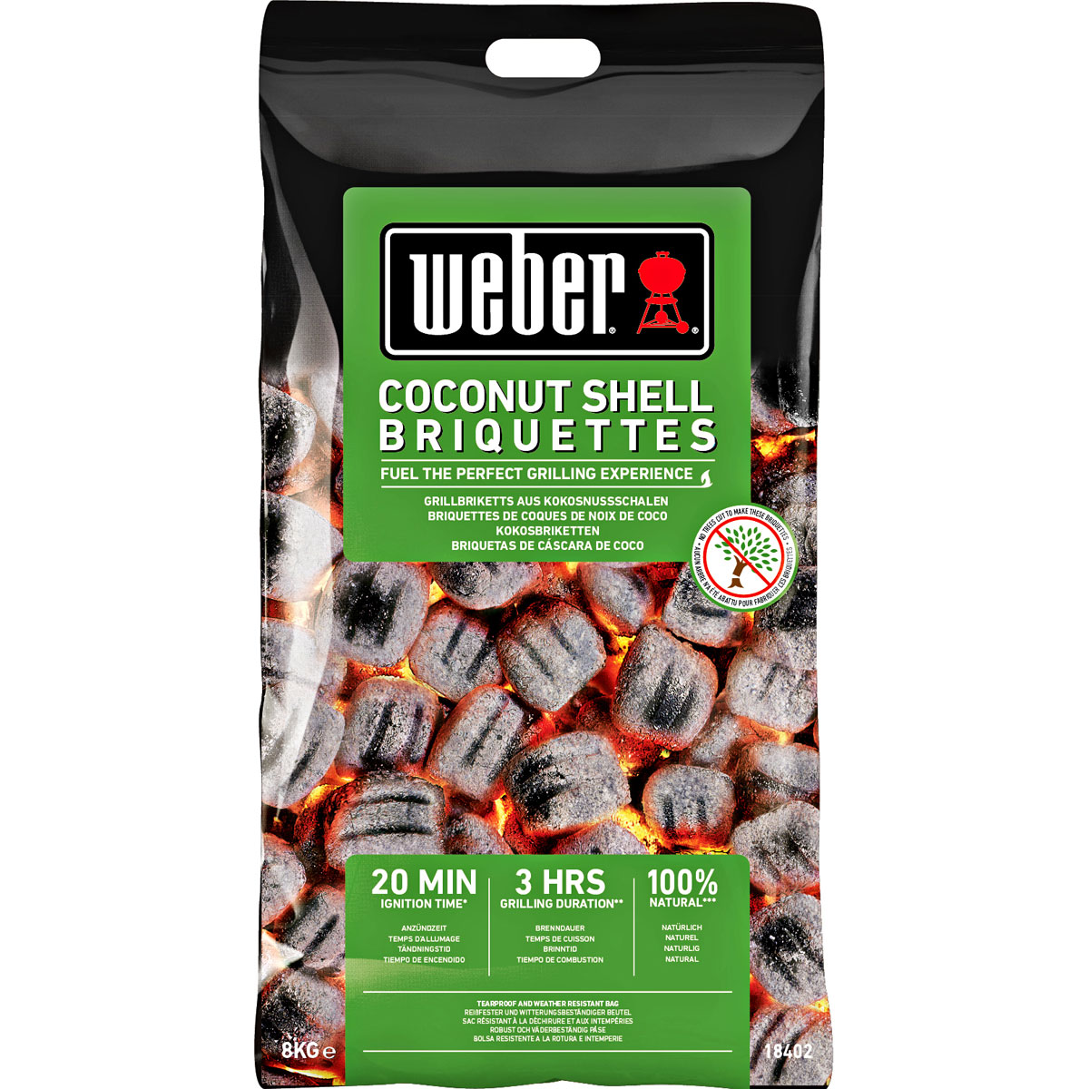 Weber Kokosnussschalen-Holzkohle-Briketts 8 kg | 541593