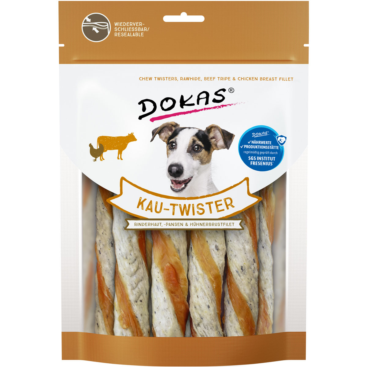 Dokas  Snack Kau-Twister Rinderhaut Pansen 200g | 928043